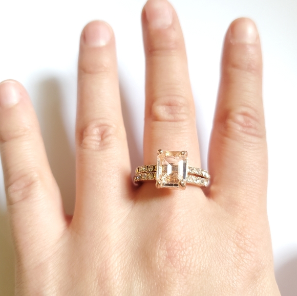 NWOT 18K GF Rose Gold White Topaz Engagement Rings - Picture 2 of 15